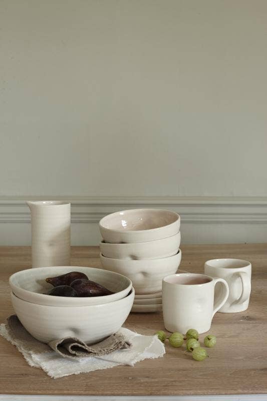 Canvas Home - Wholesale Bowl - Pinch White Stoneware Cereal Bowls, Set of 41