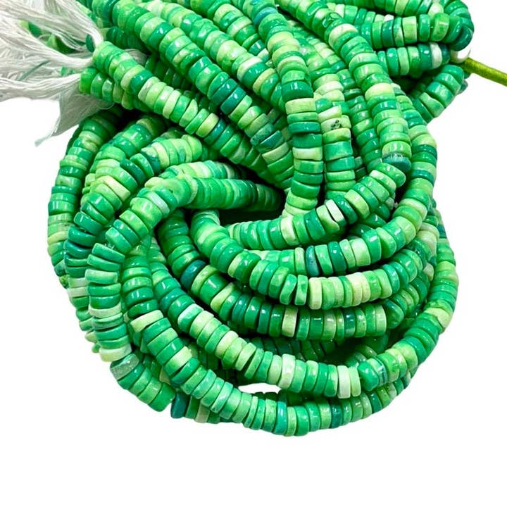 Grüner peruanischer Opal Edelstein Heishi Scheibenreifen Perlenstrang für den Großhandel von TRIVENI USA INC