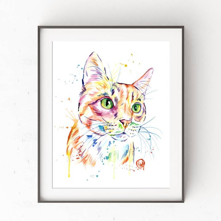 Orange Tabby Art Print, Tabby Cat, Cat Lady, Cat Lover for wholesale by Whitehouse Art