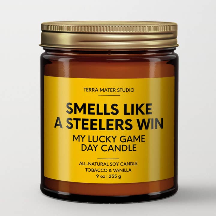 Terra Mater Studio LLC - Wholesale Jar/Filled Candle - Smells Like A Steelers Win Game Day Candle | Steelers Merch