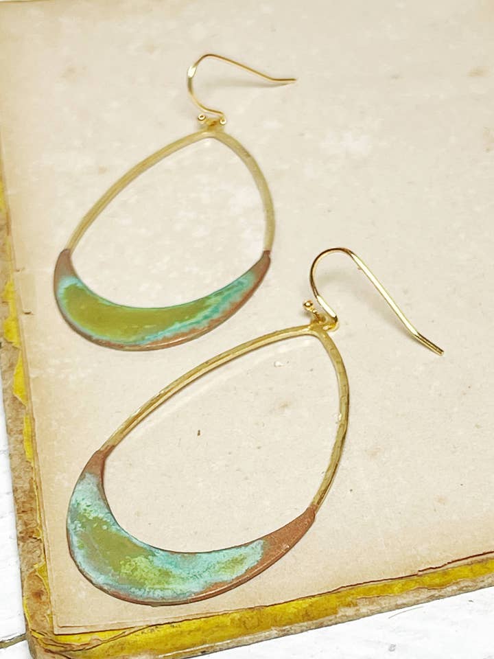 Verdigris Brass Teardrop Earrings for wholesale by Rage Gems & Jewelry