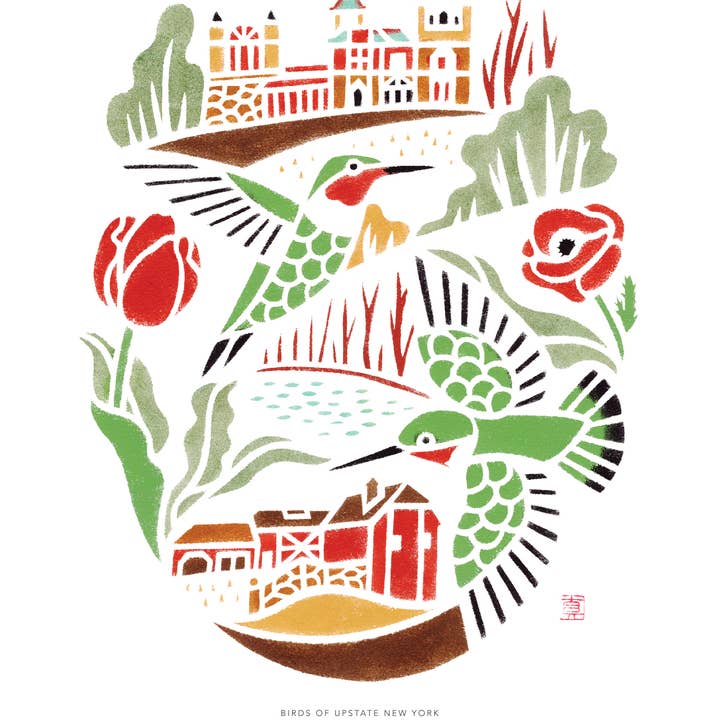 Mayuko Fujino Bird & Nature Art - Wholesale Art Print - Art print: Ruby-throated Hummingbirds at Olana1