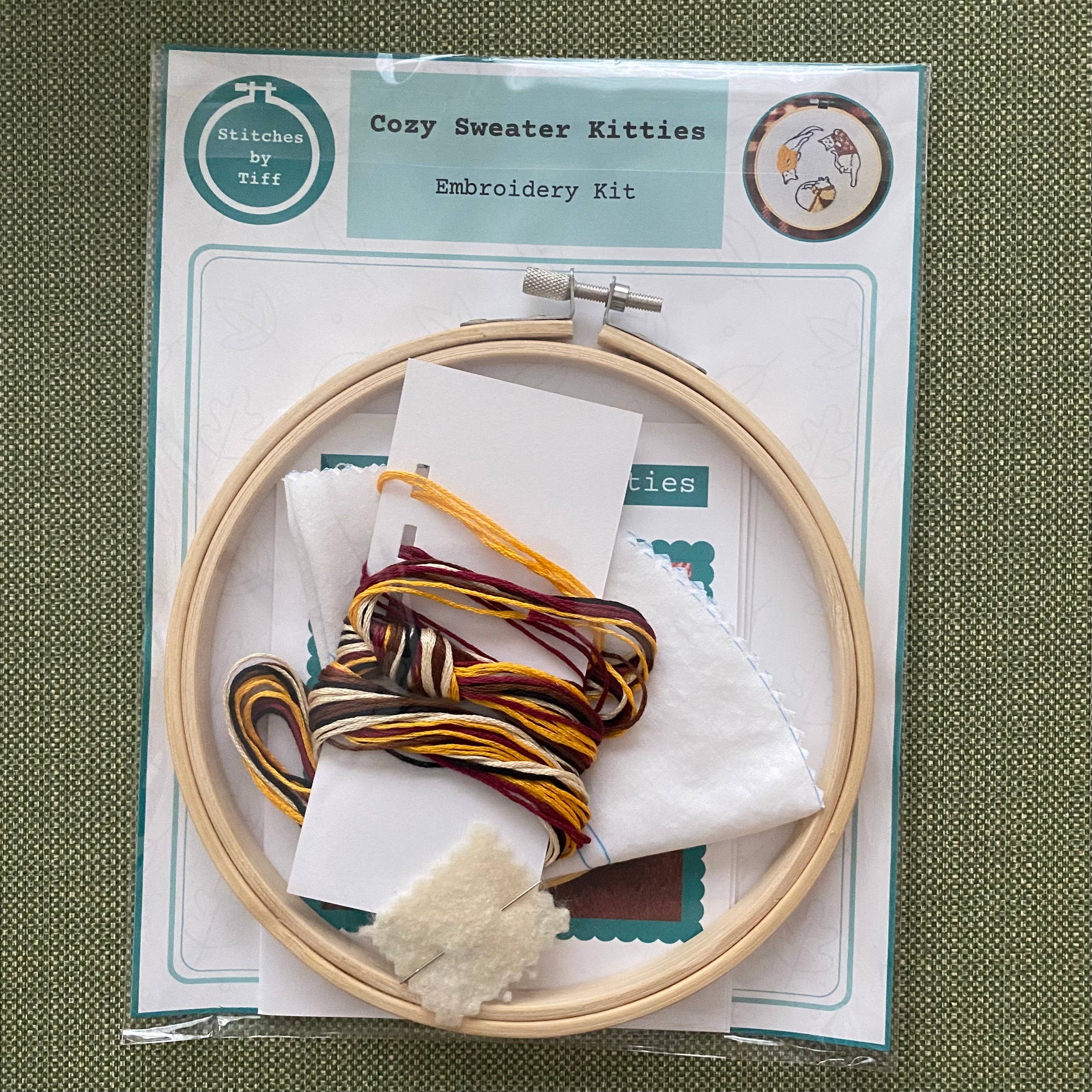 Stitches By Tiff - Wholesale Embroidery/Cross Stitch Supplies - Cozy Sweater Kitties Craft DIY Embroidery Kit2