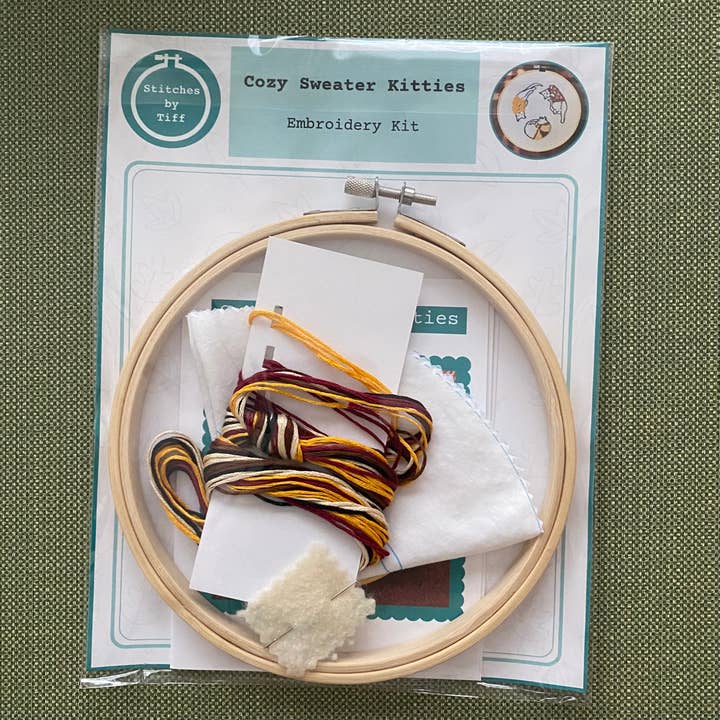 Stitches By Tiff - Wholesale Embroidery/Cross Stitch Supplies - Cozy Sweater Kitties Craft DIY Embroidery Kit2