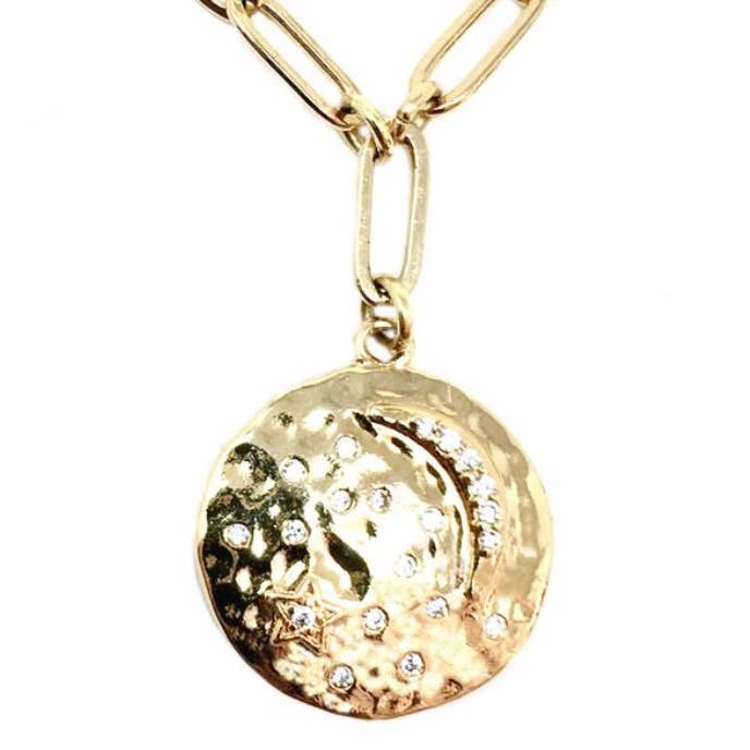 B.BéNI® Christian & Jewish Jewelry – Engroshandel Halskæde med vedhæng – Stjerner og månen vedhæng på trukket kabel Link halskæde