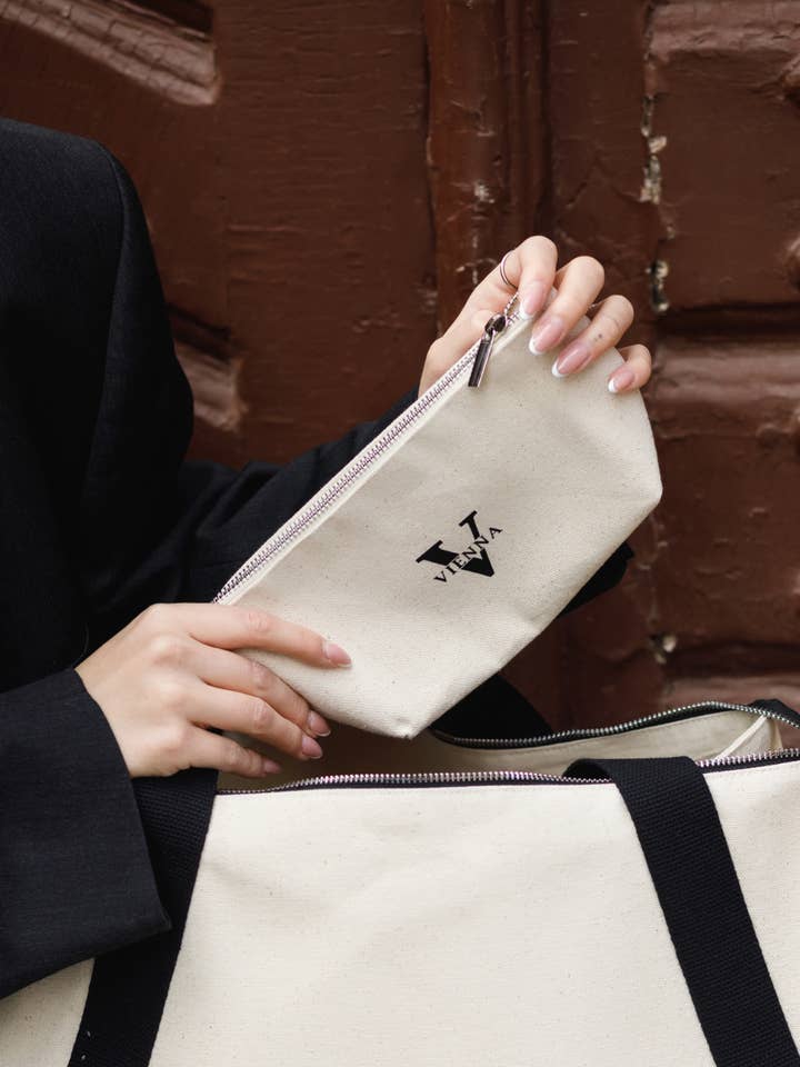 Borsa cosmetica in cotone con stampa Vienna per la vendita all'ingrosso da parte di New Hope | Textile Souvenirs & Custom Branding