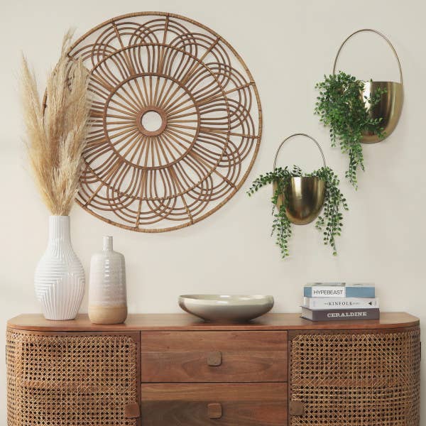 Bamboo Round Handwoven Hanging Wall Decor - Brown, 36 in. for wholesale by Sagebrook Home