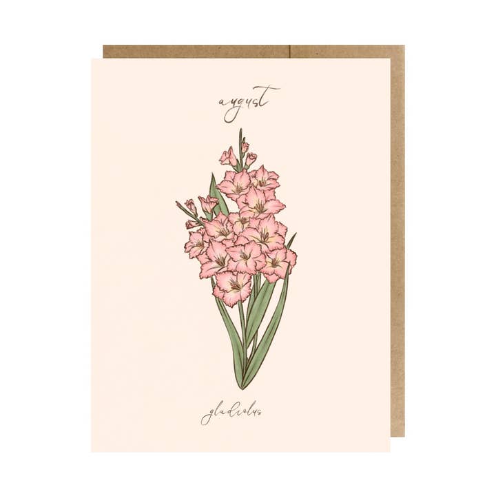 August Birth Month Flower (Gladiolus) Greeting Card for wholesale by The Paper Narwhal