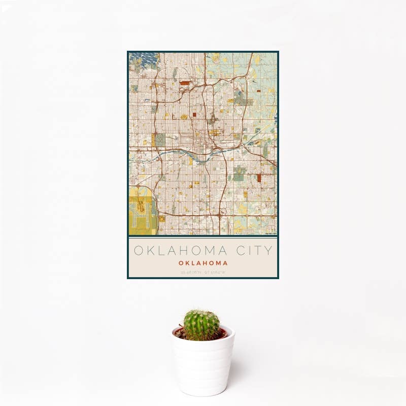 JACE.design - Wholesale Art Print - Oklahoma City OK Map Print Woodblock0