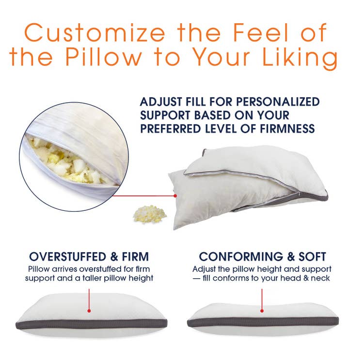 Cheer Collection - Wholesale Bedding Pillow - Adjustable Memory Foam Pillow with Gusset, 2-Pack1