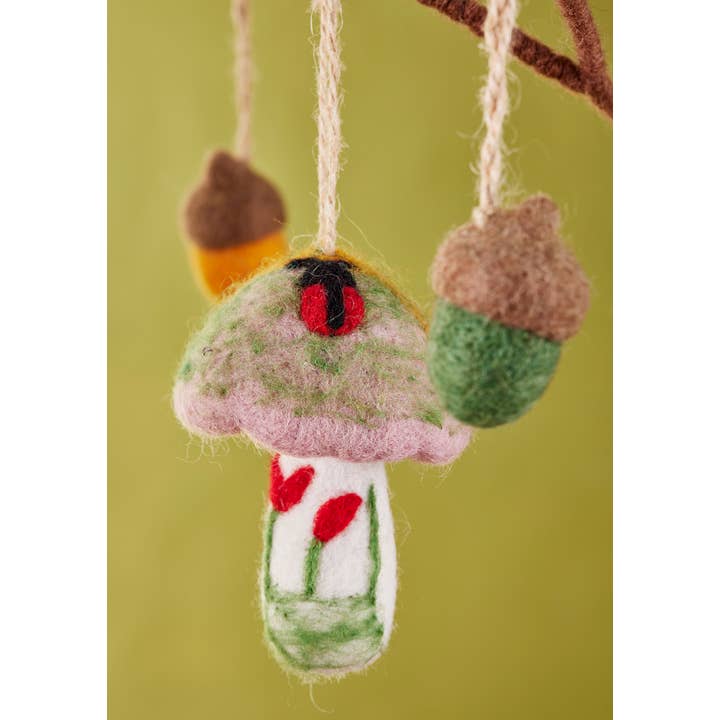 Namaste - Wholesale Ornament - Felt Nature Mushroom Decoration
