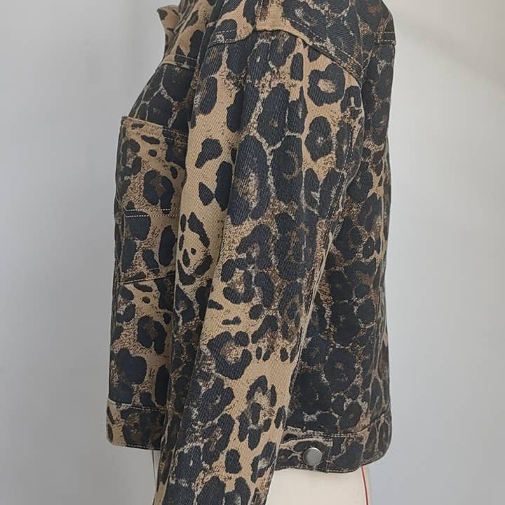 Lily Clothing - Wholesale Denim Jacket - Women's - WASHED FASHION LEOPARD PRINT DENIM JACKET12