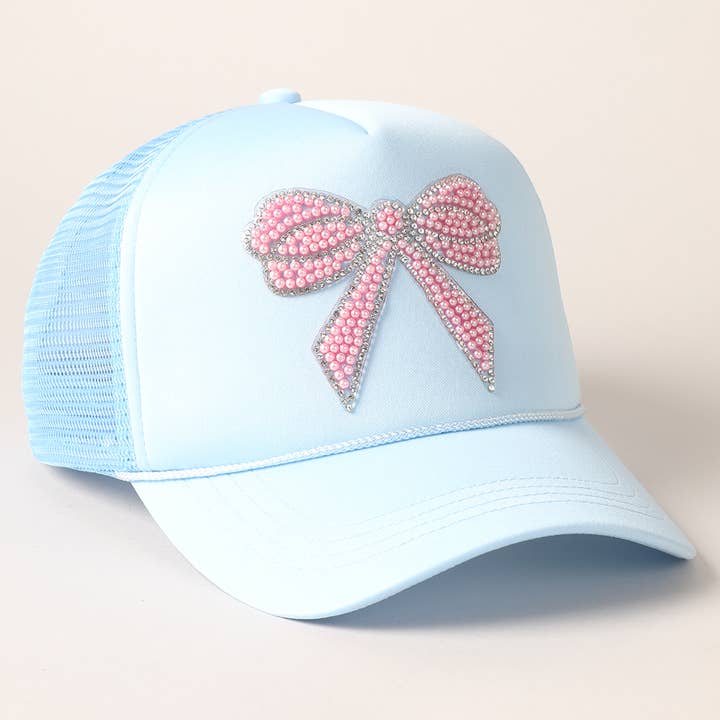Fashion City - Wholesale Trucker Hat - Women's - Rhinestone Bow Patch Foam Mesh Back Trucker Hat8