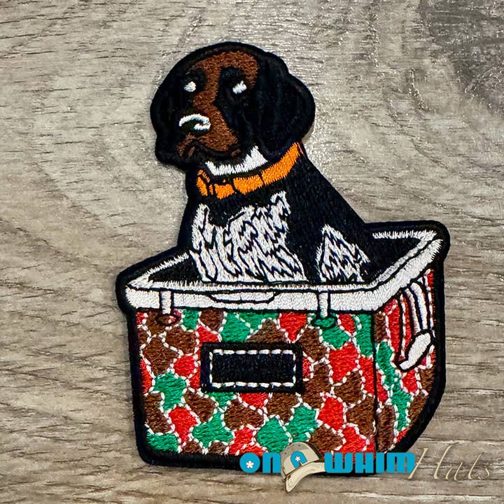 Christmas Dog Iron-On Patch for wholesale by On a Whim Hats