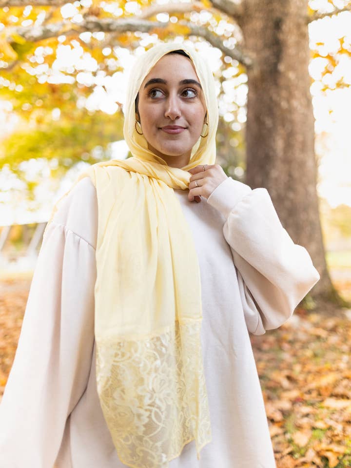 Modal Lace Hijab - Honey Yellow for wholesale by Bella Hijabs