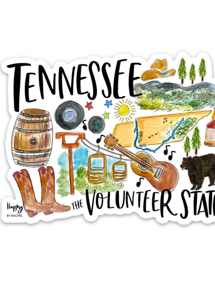 State of Tennessee Sticker-TN State Pride for wholesale by Happy By Rachel, LLC