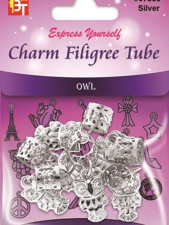 BRAID JEWELRY CHARMS-OWL - SILVER for wholesale by MI Hair Distribution