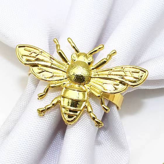 Honey Metal Napkin Ring Set of 4 – Gold for wholesale by Rossario George