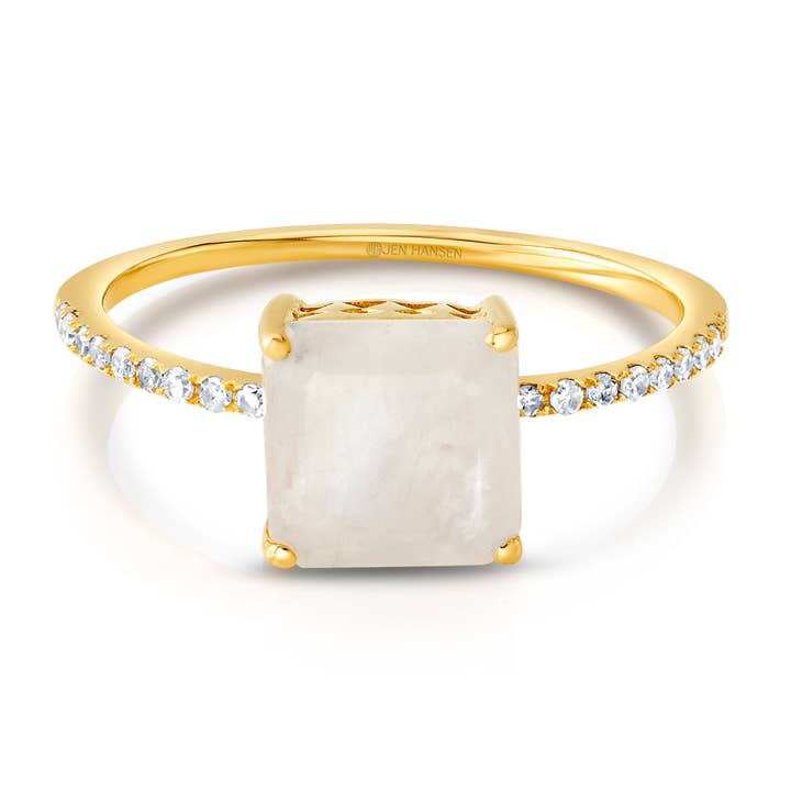 Alluring Diamond & Moonstone Ring, 14kt Gold for wholesale by JEN HANSEN