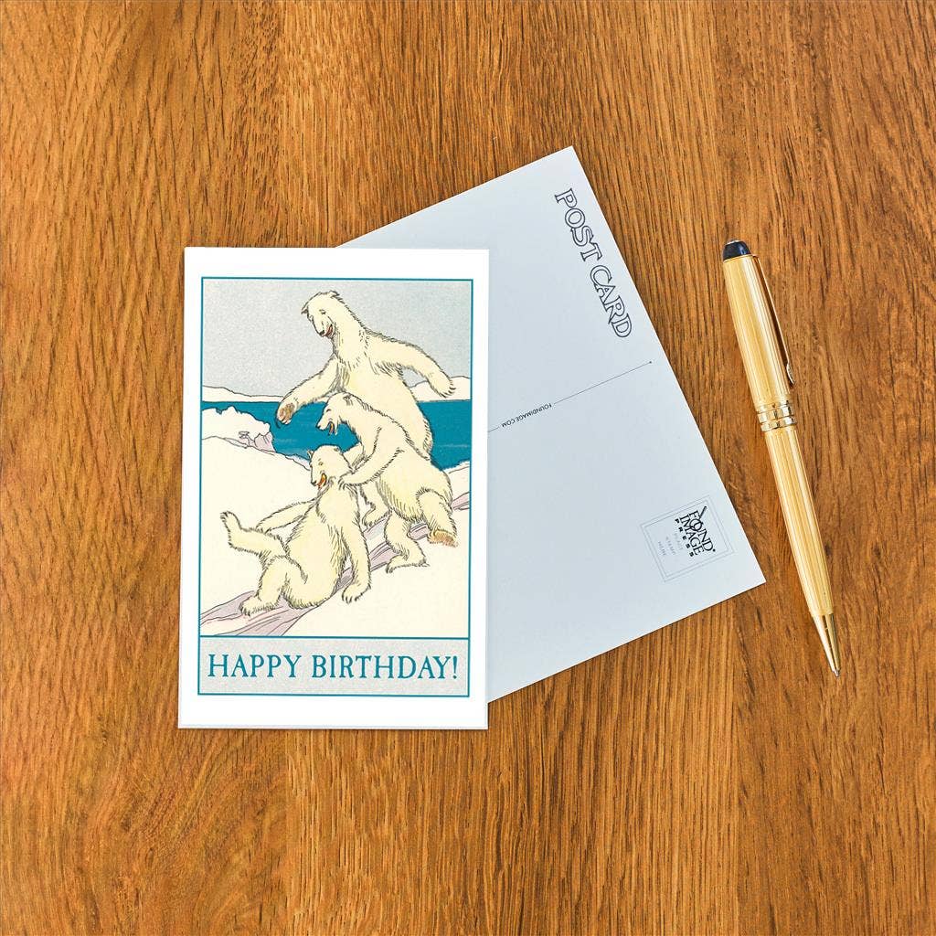 Found Image Press – wholesale Vykort – Vykort HB-140 Grattis på födelsedagen, Isbjörnsskoj1