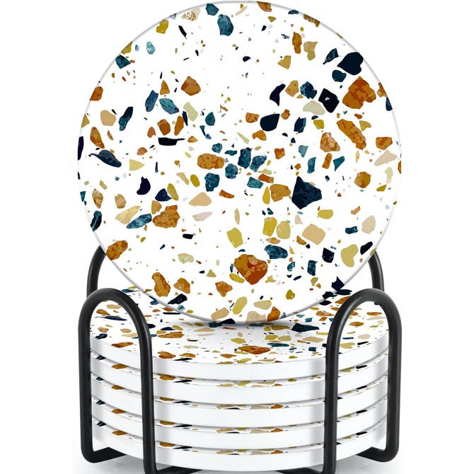 Coasters for Drinks Set of 6 + Holder + Cork + Absorbent for wholesale by Emerson Essentials