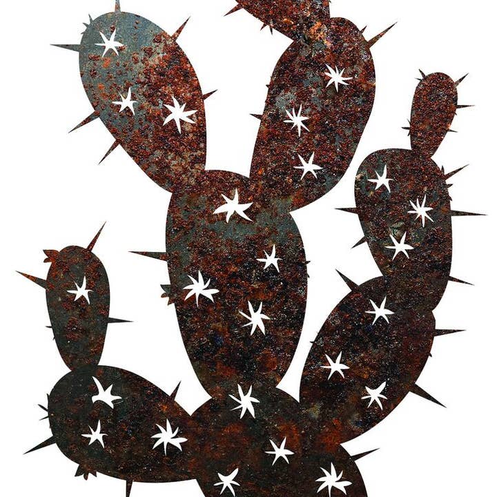 Recherche Furnishings, Inc. - Wholesale Sign - RUSTIC METAL CACTUS, PRICKLY PEAR, SIGN