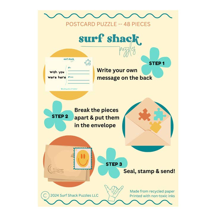 Surf Shack Puzzles - Wholesale Puzzle - Adult - Hoʻomaikaʻi (Congratulations) Postcard Puzzle