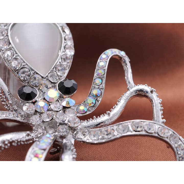 AK Brand - Wholesale Brooch - Slive Colored Nautical Rose Octopus Brooch Pin3