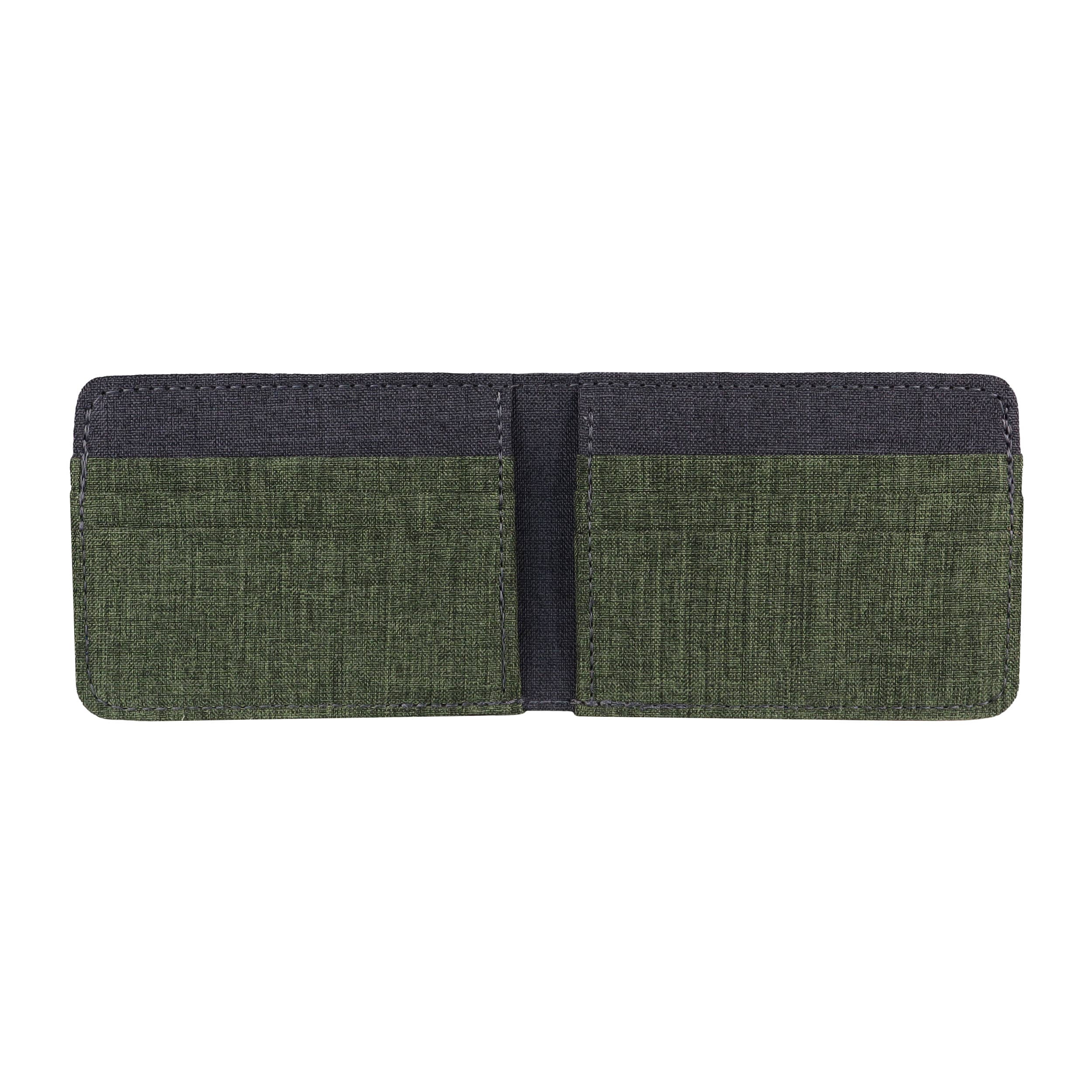 HOLD SUPPLY - Wholesale Wallet - Men's - Green and Gray Fabric Bifold Wallet, Men's Billfold Wallet1