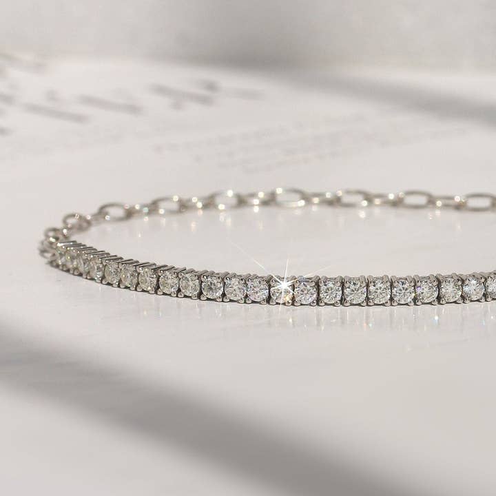 Held Close Tennis Bracelet – Adjustable Moissanite or CZ for wholesale by Double Accent