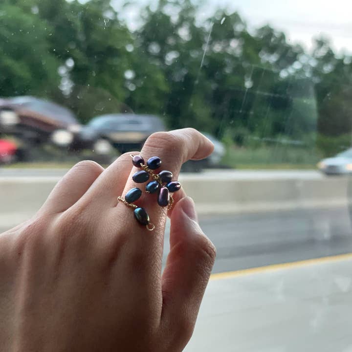 Freshwater Purple Pearl Custom Wire-Wrapped Ring for wholesale by Linny’s Arsty Fingers LLC