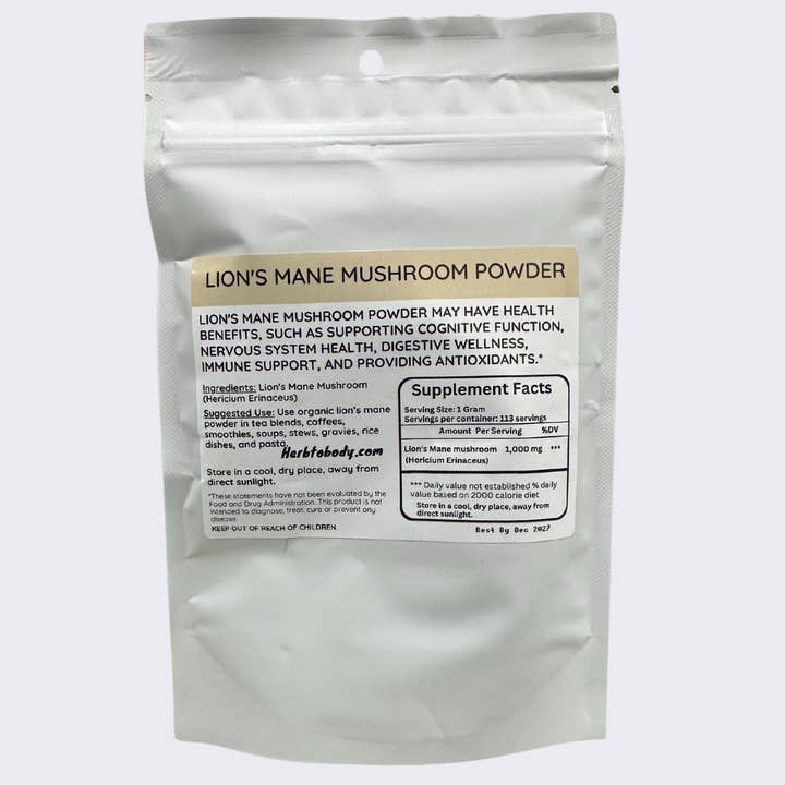 Herb To Body - Wholesale Herbs - Lion's Mane Mushroom Powder 4oz