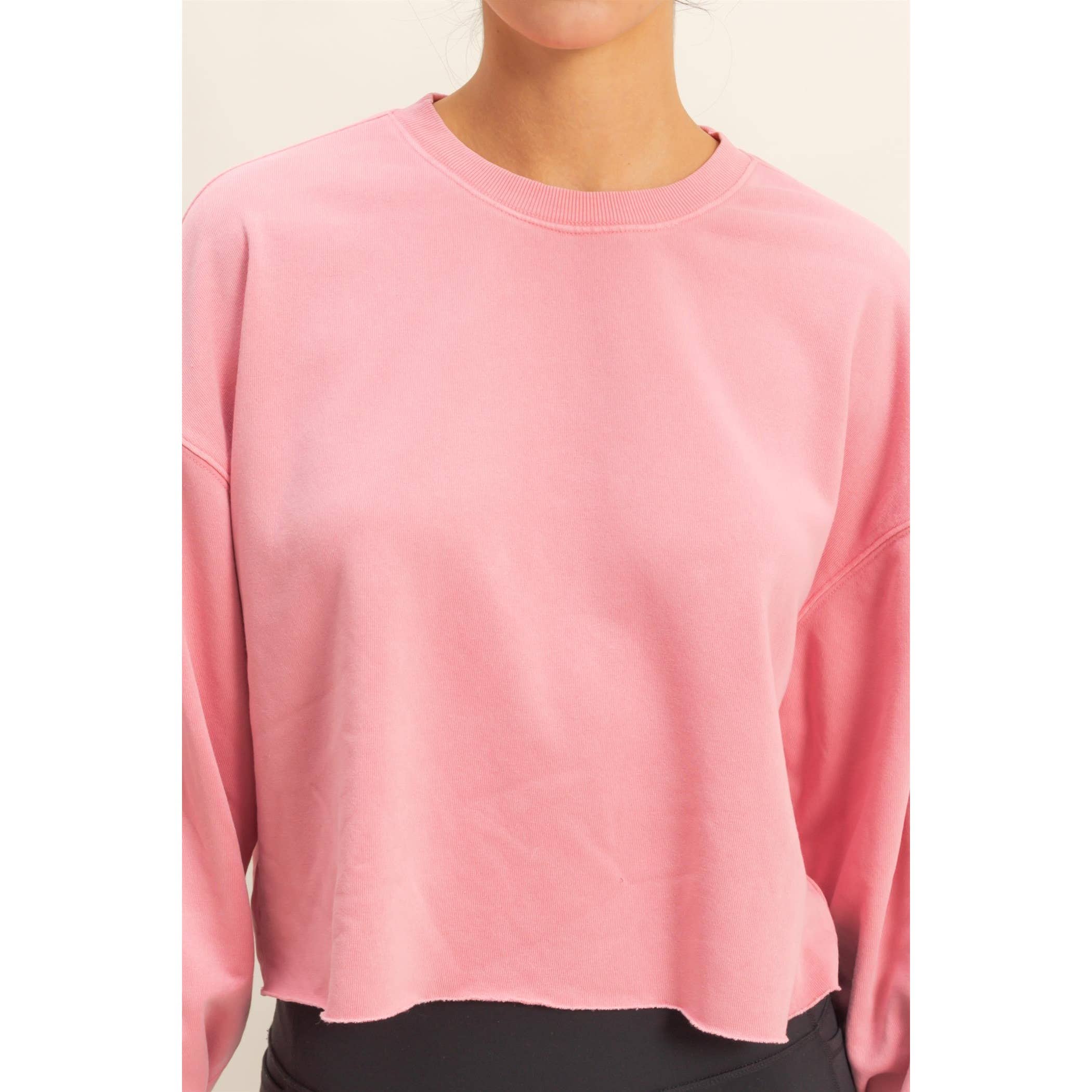 Double Zero - Vente Sweat-shirt – femme - Sweat-shirt à col ras du cou raccourci avec manches surdimensionnées4