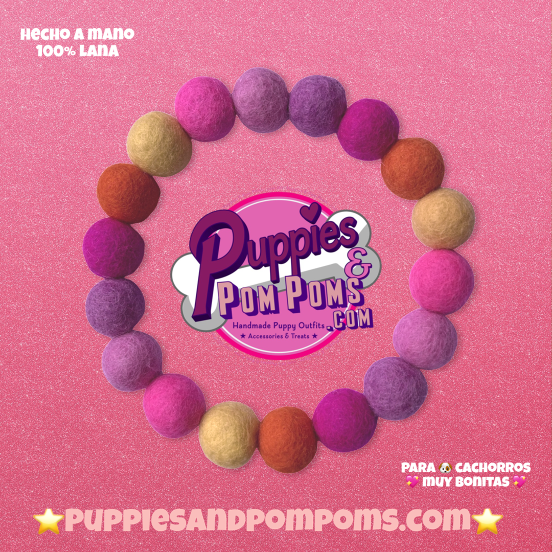 Puppies & Pom Poms - Wholesale Pet Collar - Dog - Pink - Personalised Pom Pom Dog Collar4