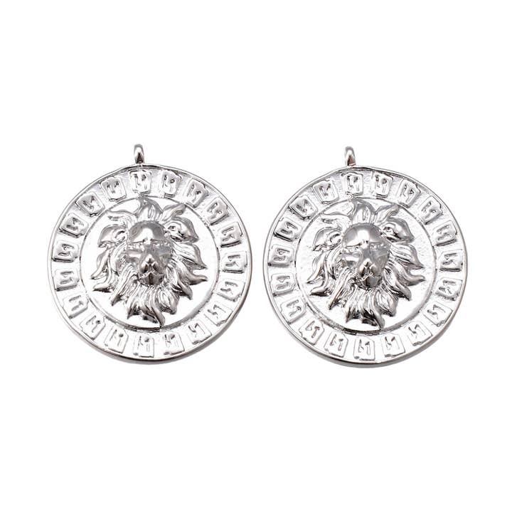 Breloque en forme de tête de lion aztèque en argent pour la vente par The Charm Bar Company