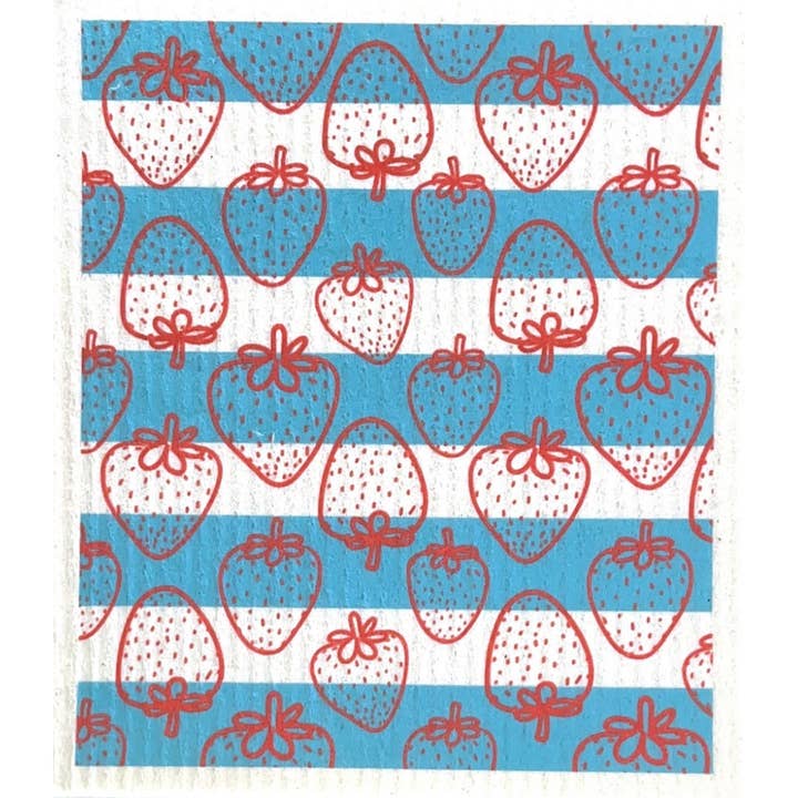 Swedish dishcloth Summer Towel Strawberry Stripe for wholesale by The Good Kitchen Collection TM