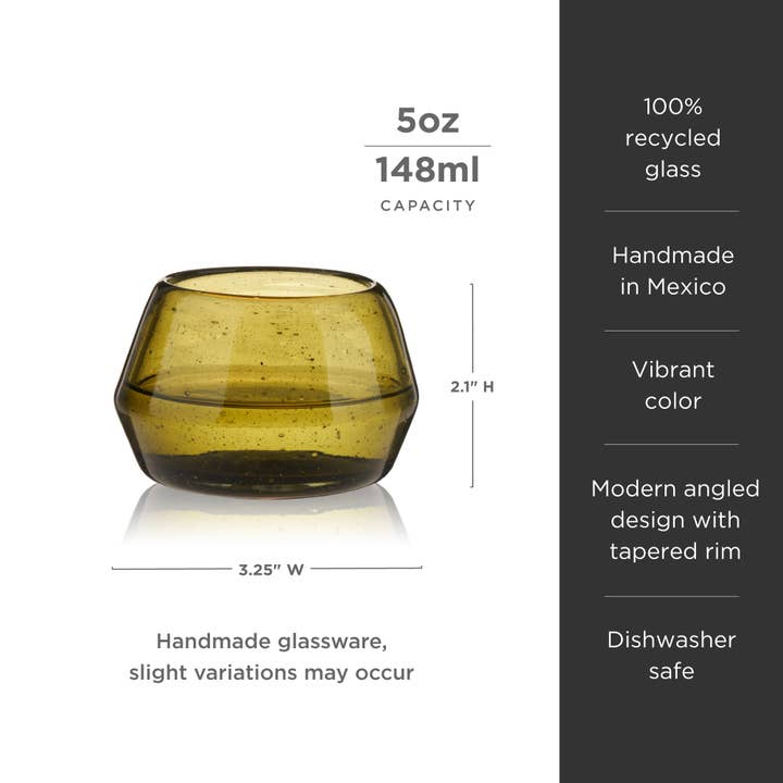 Viski - Wholesale Cocktail/Liquor Glass - Green Tequila Copita – Handmade Recycled Glass