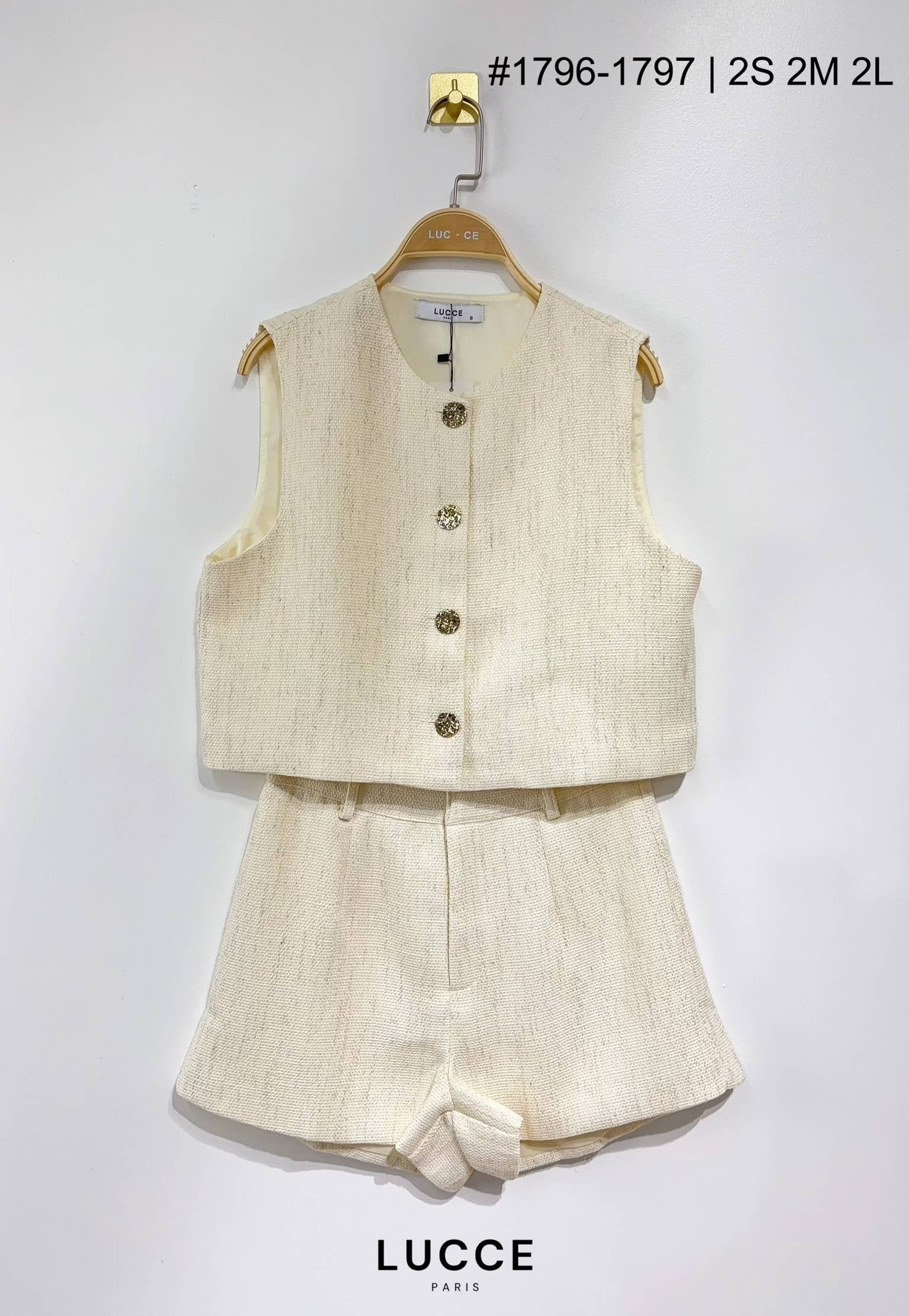 LUCCE - Wholesale Top & Short Set (NOT Loungewear) - Women's - Tweed set - ENS1796-17970