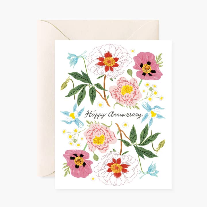 HAPPY ANNIVERSARY | floral card for wholesale by Botanica Paper Co.