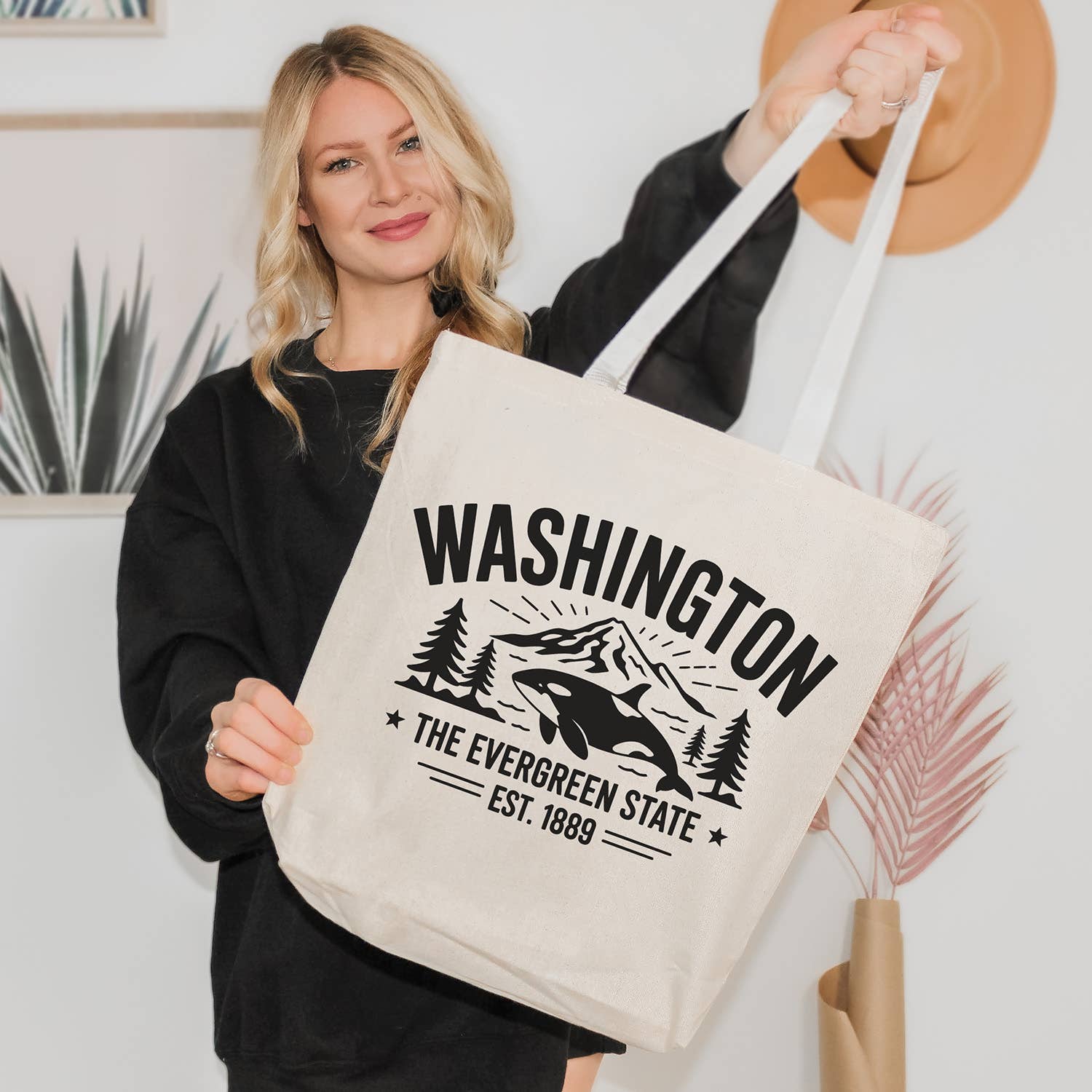 Lucky Luna Apparel - Wholesale Tote Bag - Women's - Evergreen State Washington Tote Bag2