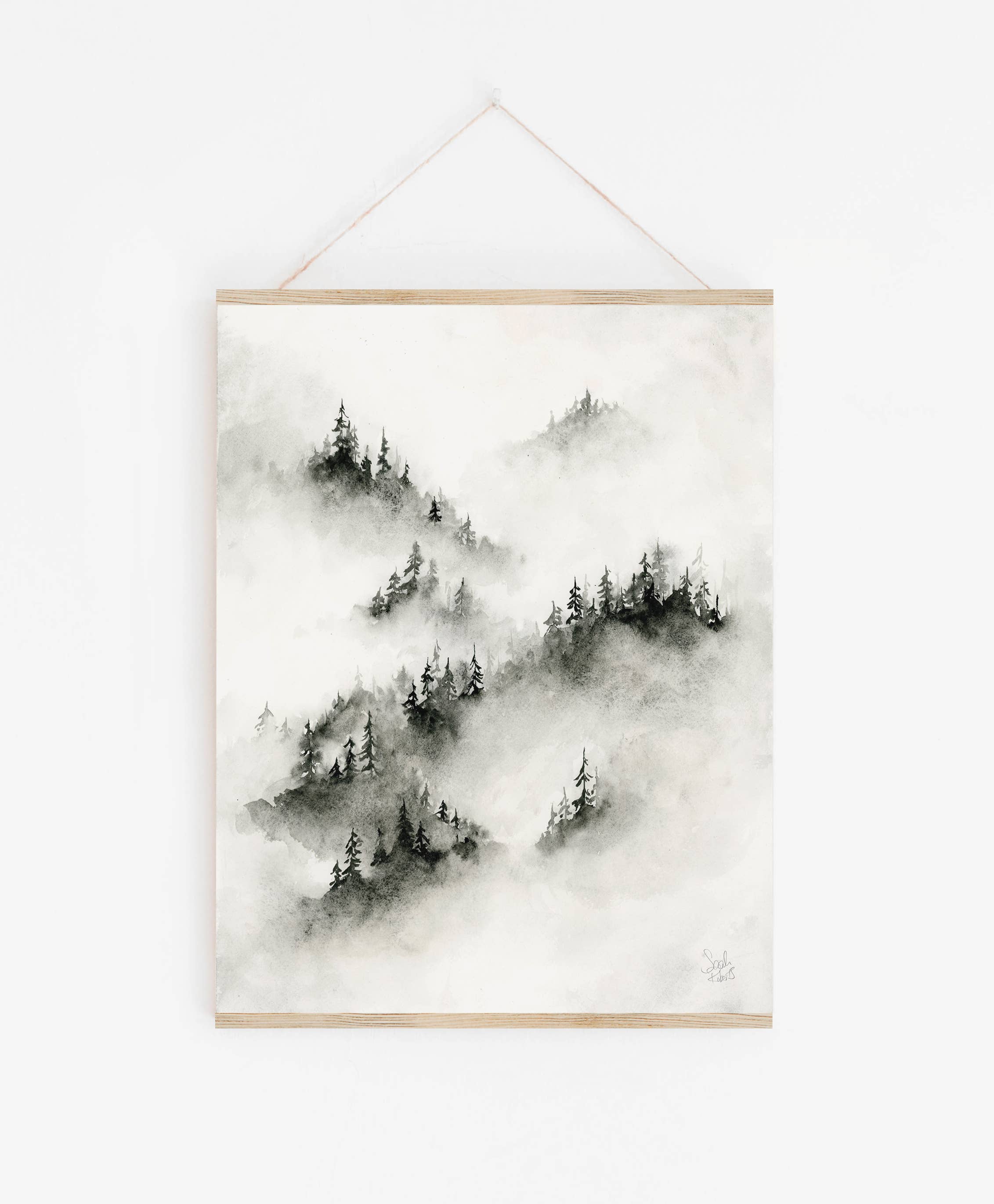 Sarah Jane Studio Art - Wholesale Art Print - Foggy Trees Watercolor Print2