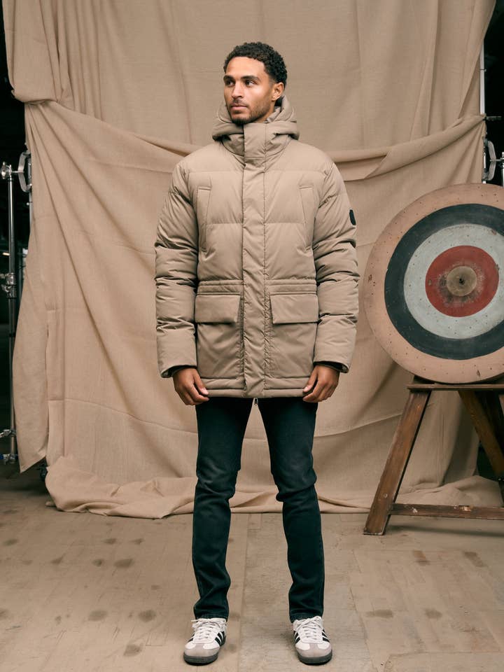 Fletchley Puffer Jacket Beige for wholesale by Duck and Cover