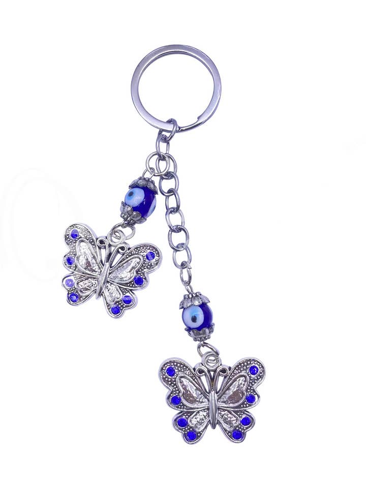(PC)KEYCHAIN - EVIL EYE BUTTERFLIES 4.75"L for wholesale by Oceanic Linkways Inc