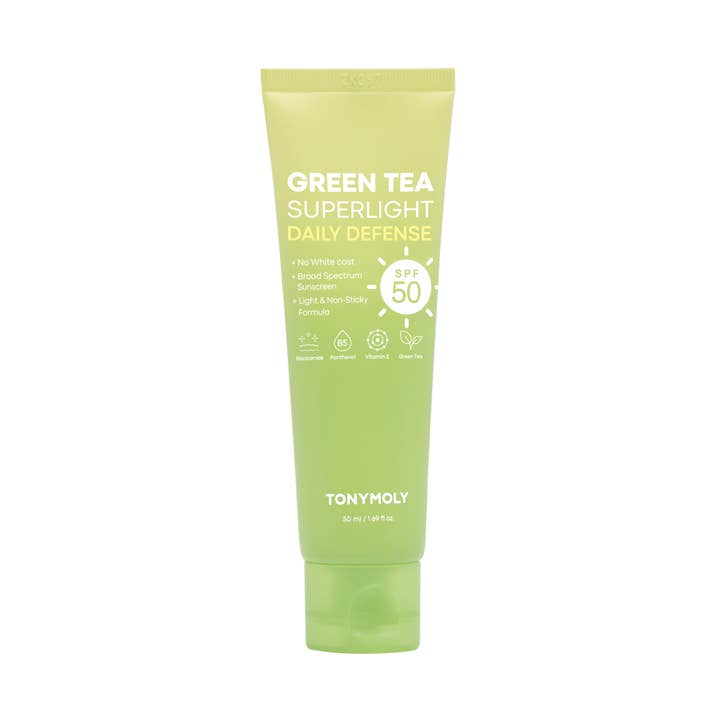 Green Tea Superlight Daily Defense 50 SPF Sunscreen for wholesale by TONYMOLY