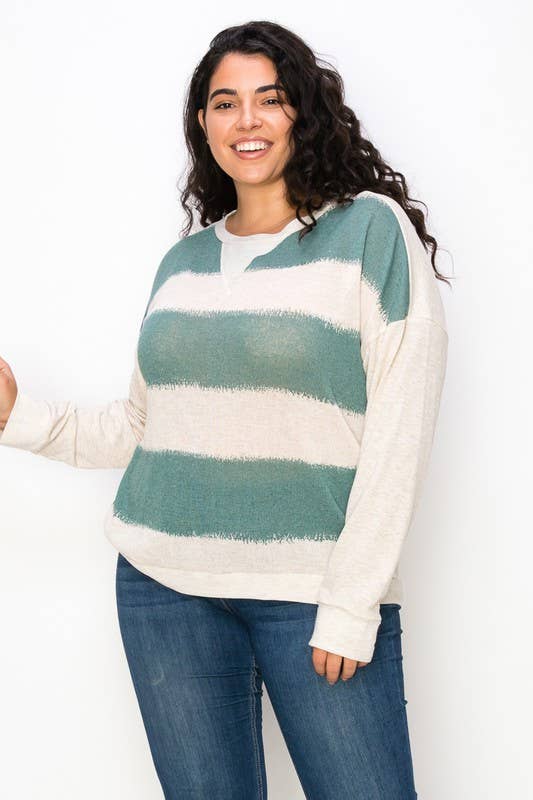 A.gain - Vendita all'ingrosso Top in maglia - Donna - 10764LP543 - TINTA UNITA PLUS SIZE CON MANICHE A CONTRASTO11