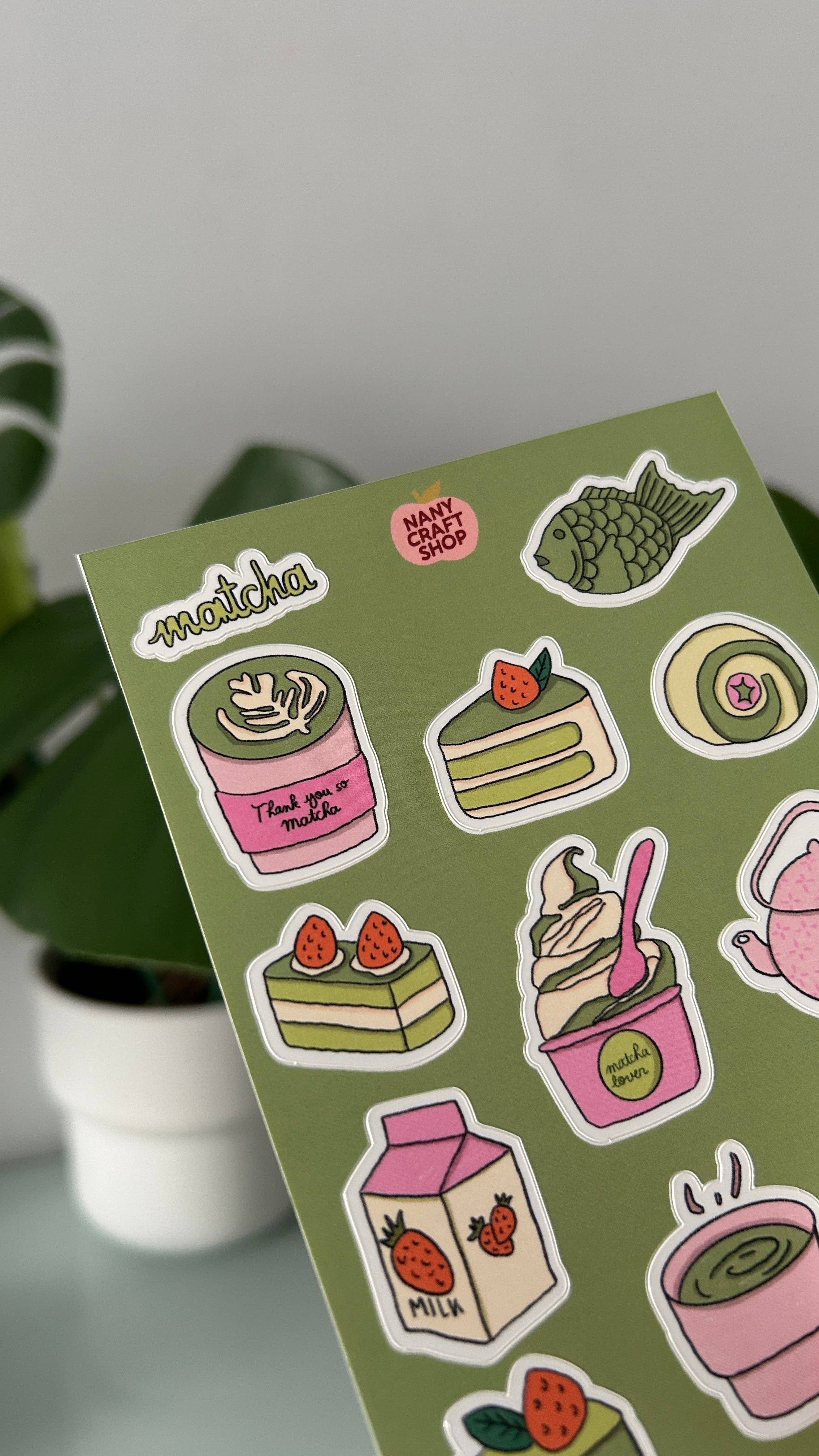 Nany Craft Shop - Venta al por mayor Pegatina - Plancha de pegatinas matcha A6 🍵5