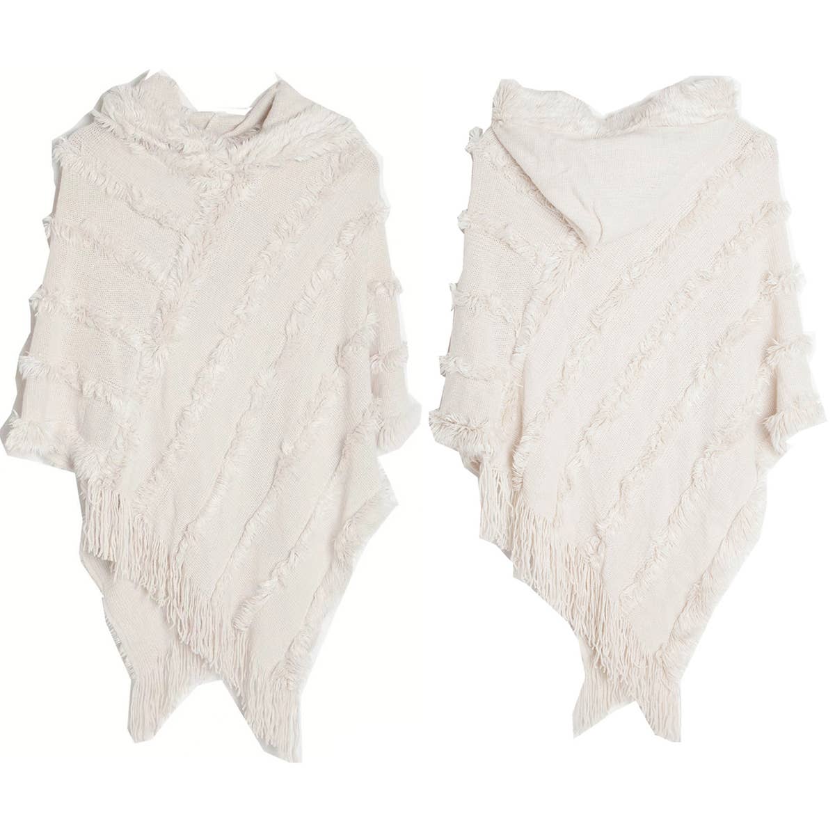 ACCITY - Wholesale Cape - Women's - HOODED CAPE WITH FRINGED HEM SCARVES_CWASC01180