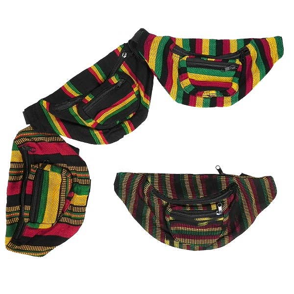 Rasta Woven Striped Guatemalan 2 Zipper Fanny Pack for wholesale by Pichincha