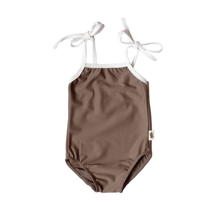 Tie-Strap One-Piece Swimsuit - Wood for wholesale by Les Petites Natures