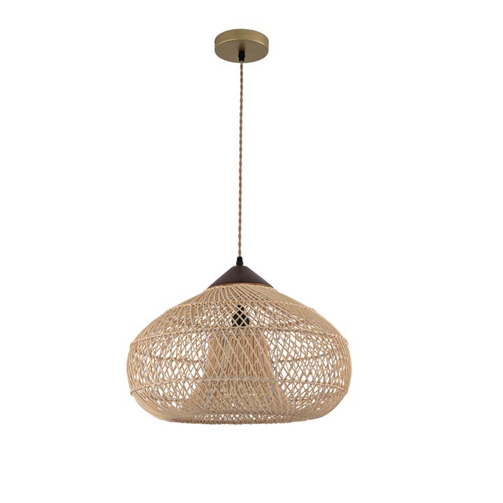 Beige Wabi-Sabi Rattan Pendant Light Rustic Interior Decor Light for wholesale on Faire